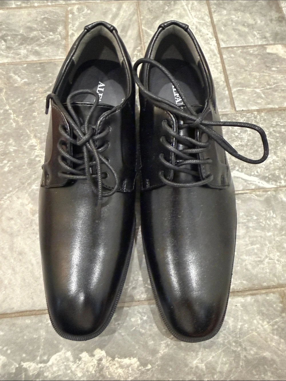 New! Alfani Black Leather Lace-Up Oxfords